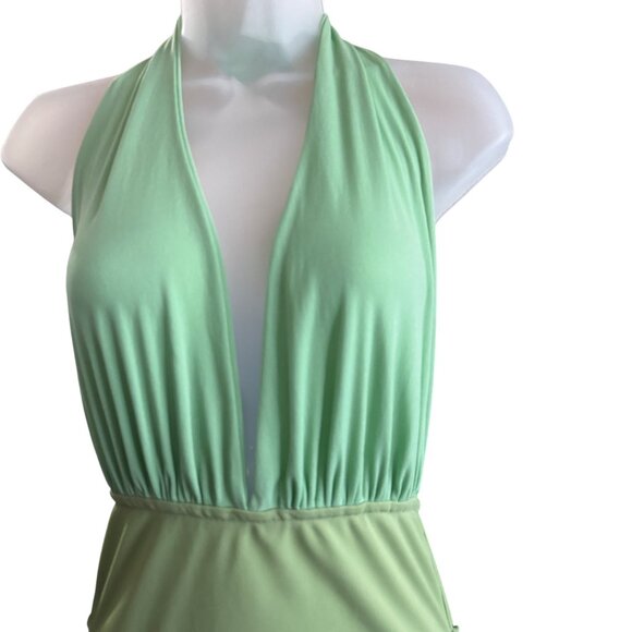 Green Halter Plunge Bodysuit Womens Size S - Picture 2 of 6